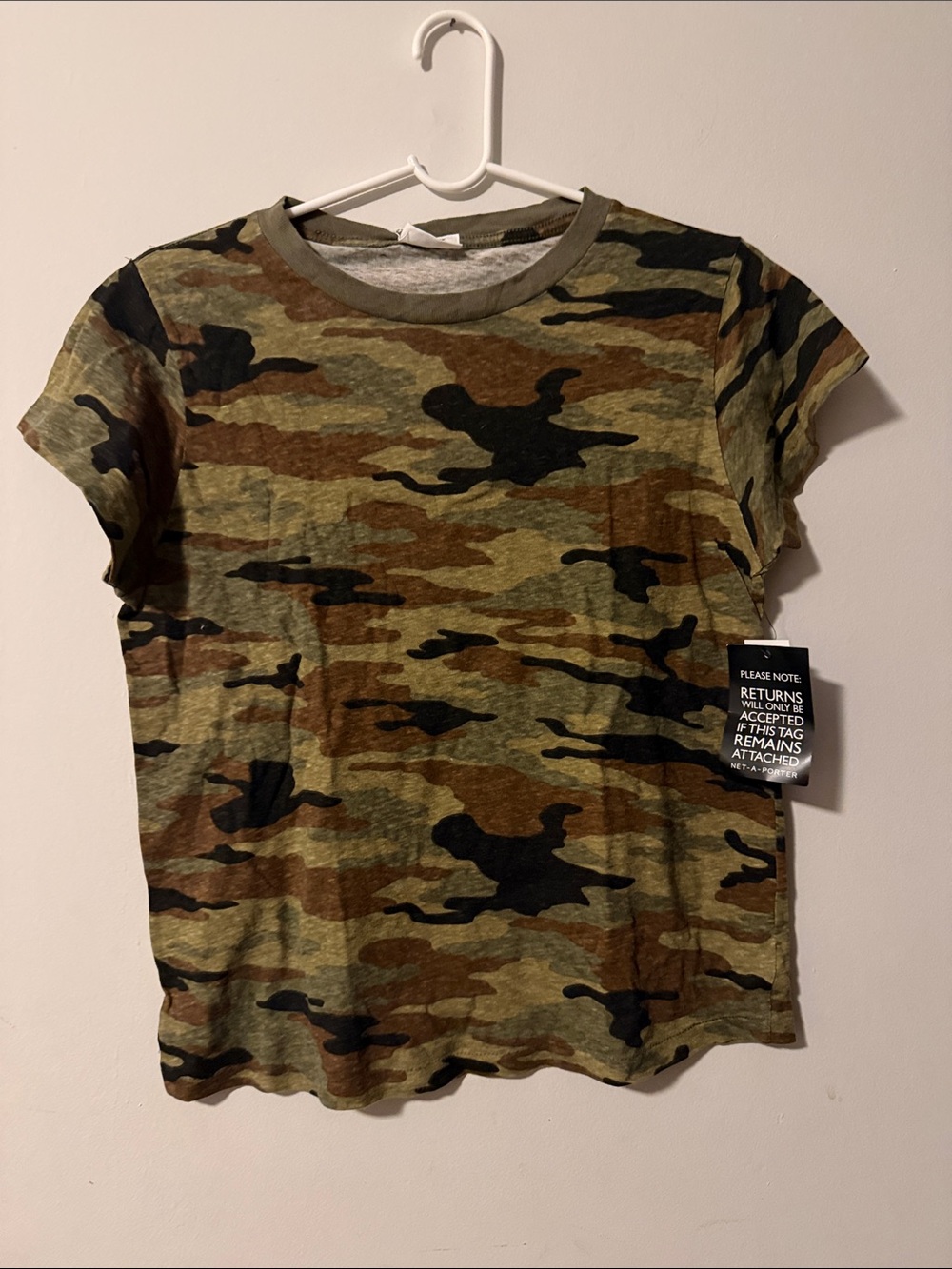Re/Done Kids Camo Tee in Olive and Brown